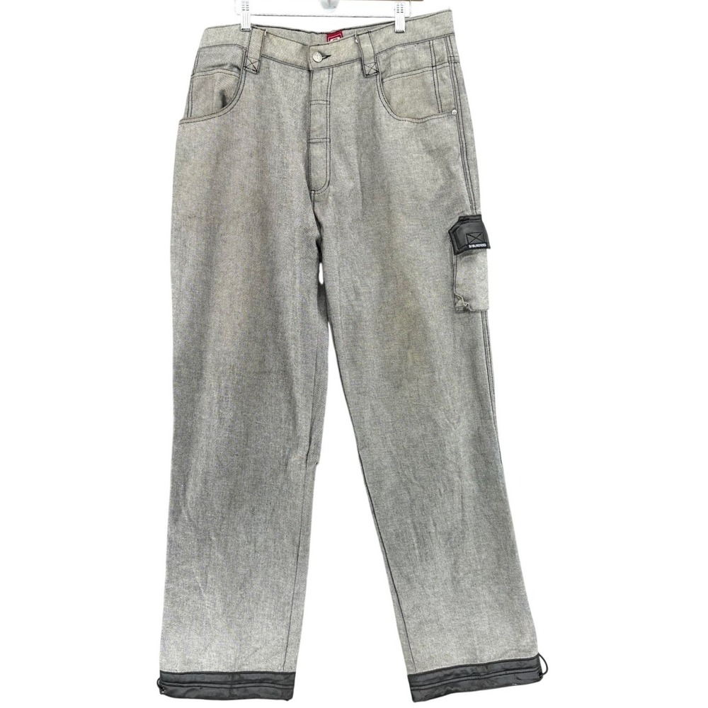 VTG 90s Musso Platinum Carpenter Jeans 36x34 Baggy Wide Leg‎ Faux Leather Trim